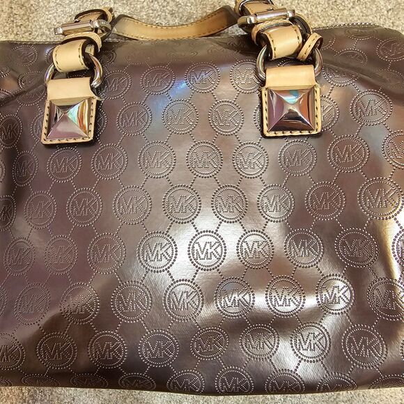 MICHAEL KORS metallic monogrammed satchel handbag - Picture 12 of 12